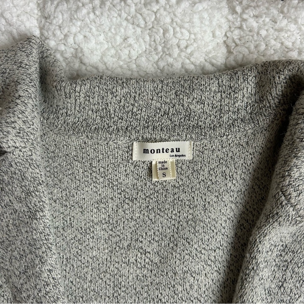 MONTEAU Gray Knit Cardigan Sweater Open Front - Picture 8 of 14
